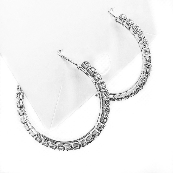 👩🏼‍🎤Silver hoop earrings - Picture 4 of 6